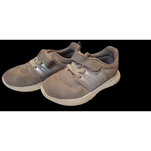 Sneakers footware shoes tennis shoes toddler grey reflective white Velcro size 7